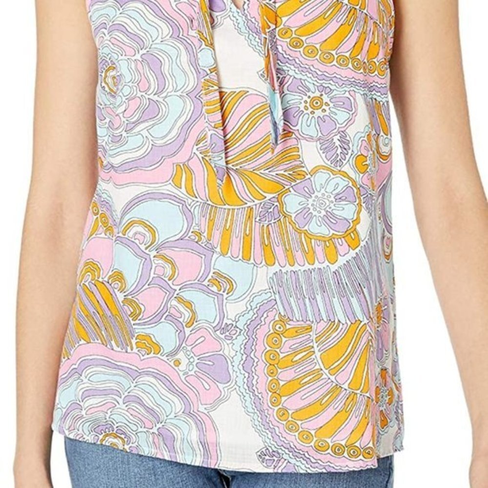 Trina Turk Montalban Tie Front Halter Top. S - Picture 4 of 13